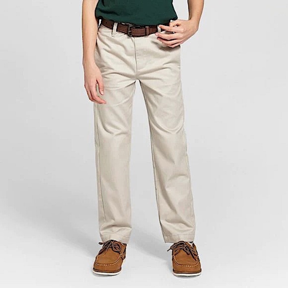 CAT & JACK 🤎flat front, straight leg, uniform pants- khaki